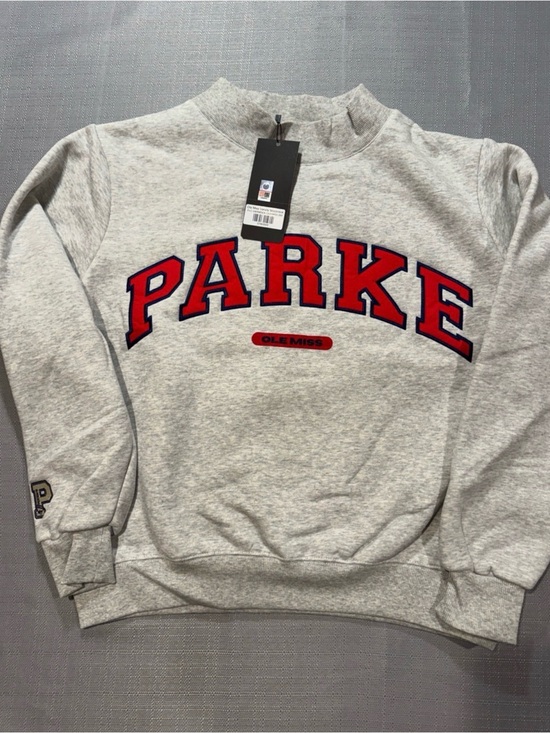 Parke Tops - Parke Ole Miss Grey Crewneck Sweatshirt with Red Lettering